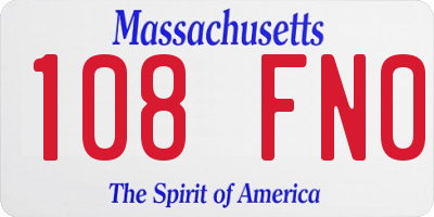 MA license plate 108FN0