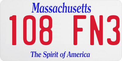 MA license plate 108FN3