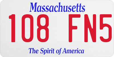MA license plate 108FN5