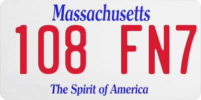 MA license plate 108FN7