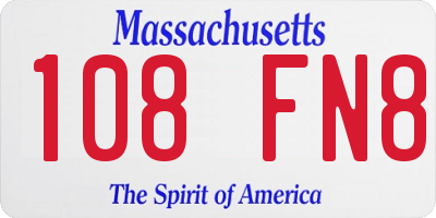 MA license plate 108FN8