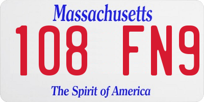 MA license plate 108FN9