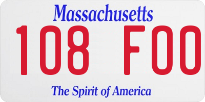 MA license plate 108FO0