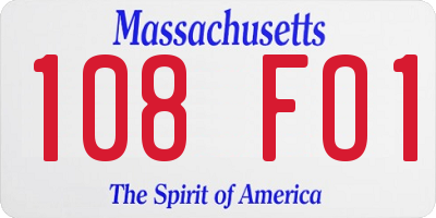 MA license plate 108FO1