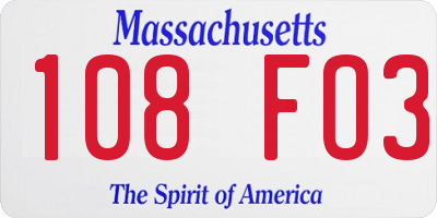MA license plate 108FO3