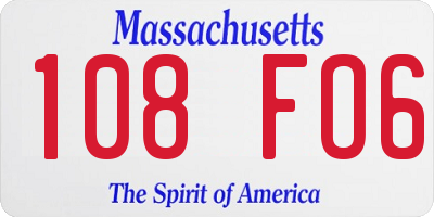 MA license plate 108FO6