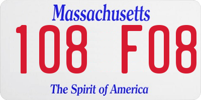 MA license plate 108FO8