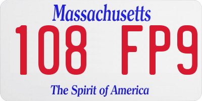 MA license plate 108FP9