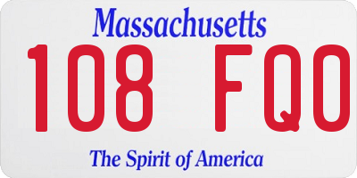 MA license plate 108FQ0