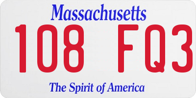 MA license plate 108FQ3