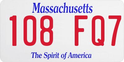 MA license plate 108FQ7