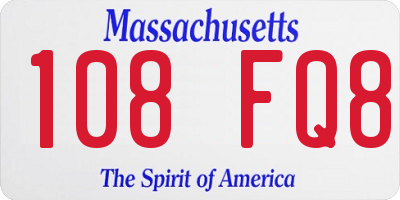 MA license plate 108FQ8
