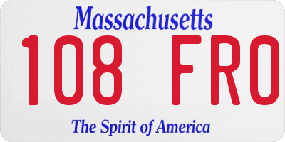 MA license plate 108FR0