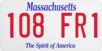 MA license plate 108FR1