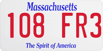 MA license plate 108FR3