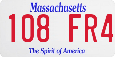 MA license plate 108FR4