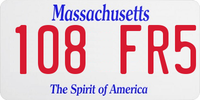 MA license plate 108FR5