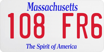 MA license plate 108FR6