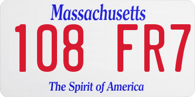 MA license plate 108FR7