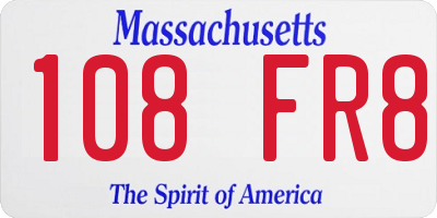 MA license plate 108FR8