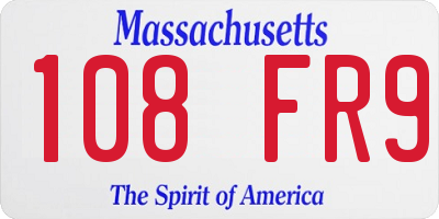 MA license plate 108FR9