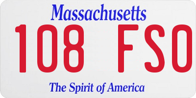MA license plate 108FS0