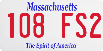 MA license plate 108FS2