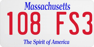 MA license plate 108FS3