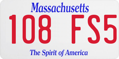 MA license plate 108FS5