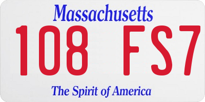 MA license plate 108FS7
