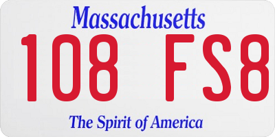MA license plate 108FS8