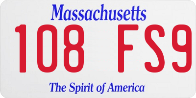 MA license plate 108FS9