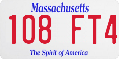 MA license plate 108FT4