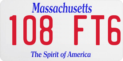 MA license plate 108FT6