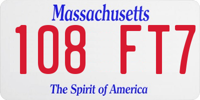 MA license plate 108FT7