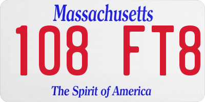 MA license plate 108FT8
