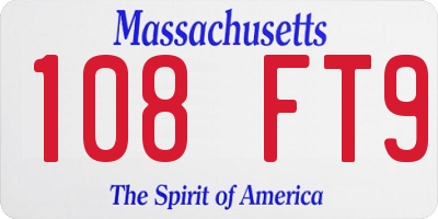 MA license plate 108FT9