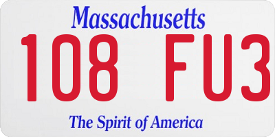 MA license plate 108FU3