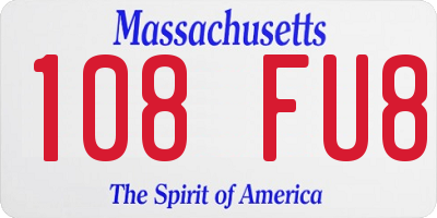 MA license plate 108FU8