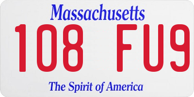 MA license plate 108FU9
