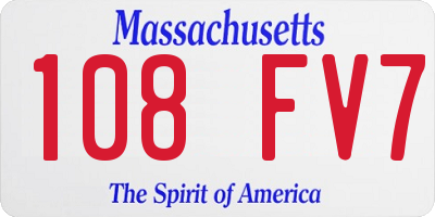 MA license plate 108FV7