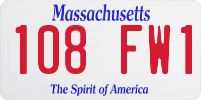 MA license plate 108FW1