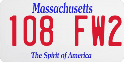 MA license plate 108FW2