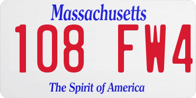 MA license plate 108FW4