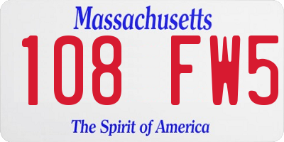MA license plate 108FW5