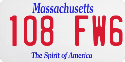 MA license plate 108FW6