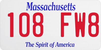 MA license plate 108FW8