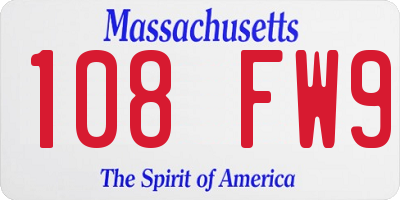 MA license plate 108FW9