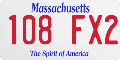 MA license plate 108FX2