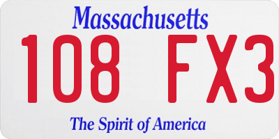 MA license plate 108FX3